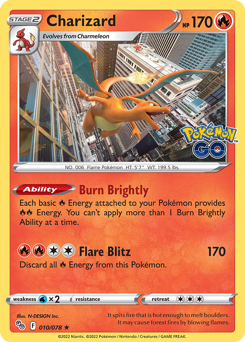 Charizard, Pokémon GO #10, Pokémon TCG card