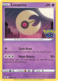 Lunatone, Pokémon GO #34, Pokémon TCG card