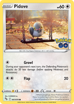 Pidove, Pokémon GO #61, Pokémon TCG card
