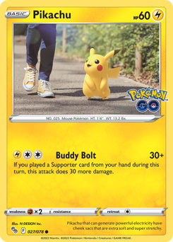 Pikachu, Pokémon GO #27, Pokémon TCG card