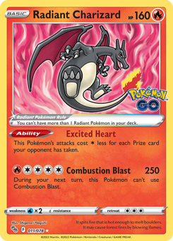 Radiant Charizard, Pokémon GO #11, Pokémon TCG card
