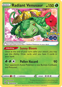 Radiant Venusaur, Pokémon GO #4, Pokémon TCG card