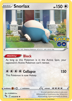 Snorlax, Pokémon GO #55, Pokémon TCG card