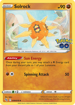 Solrock, Pokémon GO #39, Pokémon TCG card