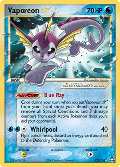 Vaporeon ★, Power Keepers #102, Pokémon TCG card