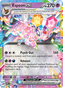 Espeon ex, Prismatic Evolutions #34, Pokémon TCG card