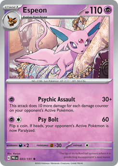 Espeon, Prismatic Evolutions #33, Pokémon TCG card