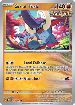 Great Tusk, Prismatic Evolutions #55, Pokémon TCG card