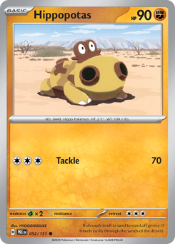 Hippopotas, Prismatic Evolutions #52, Pokémon TCG card