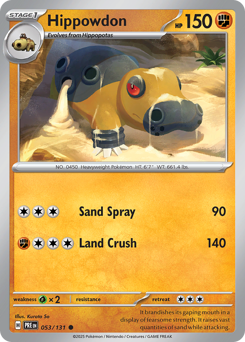 Hippowdon, Prismatic Evolutions #53, Pokémon TCG card