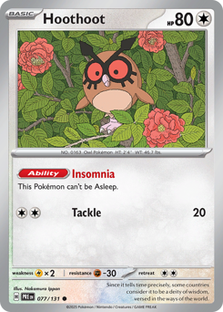Hoothoot, Prismatic Evolutions #77, Pokémon TCG card