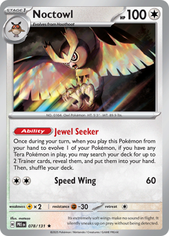 Noctowl, Prismatic Evolutions #78, Pokémon TCG card