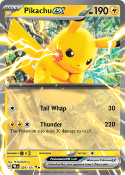 Pikachu ex, Prismatic Evolutions #28, Pokémon TCG card