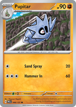 Pupitar, Prismatic Evolutions #48, Pokémon TCG card