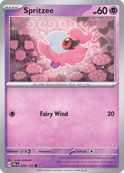 Spritzee, Prismatic Evolutions #38, Pokémon TCG card