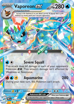 Vaporeon ex, Prismatic Evolutions #23, Pokémon TCG card