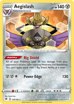 Aegislash, Rebel Clash #135, Pokémon TCG card
