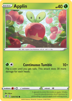 Applin, Rebel Clash #20, Pokémon TCG card