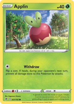 Applin, Rebel Clash #21, Pokémon TCG card