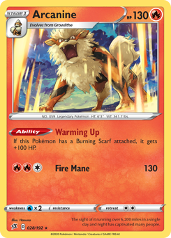 Arcanine, Rebel Clash #28, Pokémon TCG card