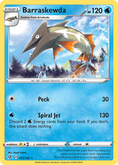 Barraskewda, Rebel Clash #53, Pokémon TCG card