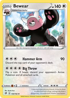 Bewear, Rebel Clash #150, Pokémon TCG card