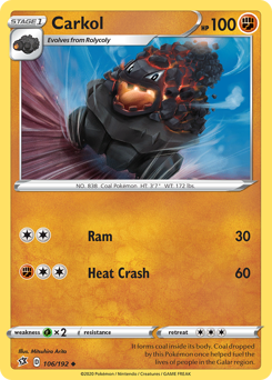 Carkol, Rebel Clash #106, Pokémon TCG card