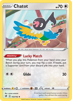 Chatot, Rebel Clash #142, Pokémon TCG card