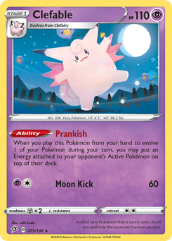 Clefable, Rebel Clash #75, Pokémon TCG card