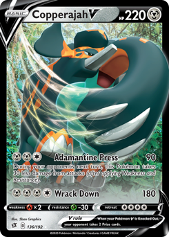Copperajah V, Rebel Clash #136, Pokémon TCG card