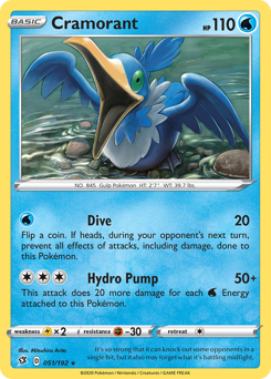 Cramorant, Rebel Clash #51, Pokémon TCG card