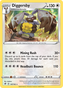 Diggersby, Rebel Clash #147, Pokémon TCG card
