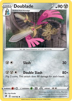 Doublade, Rebel Clash #134, Pokémon TCG card