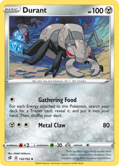 Durant, Rebel Clash #132, Pokémon TCG card