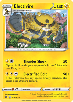 Electivire, Rebel Clash #59, Pokémon TCG card