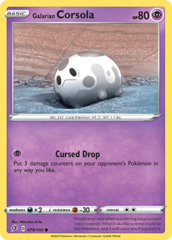 Galarian Corsola, Rebel Clash #78, Pokémon TCG card