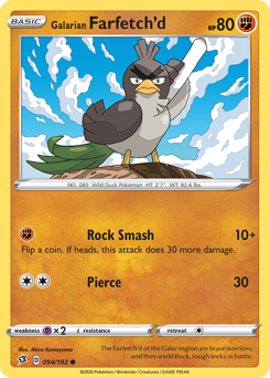 Galarian Farfetch'd, Rebel Clash #94, Pokémon TCG card