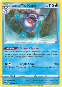 Galarian Mr. Rime, Rebel Clash #38, Pokémon TCG card