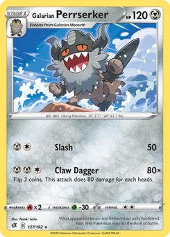 Galarian Perrserker, Rebel Clash #127, Pokémon TCG card