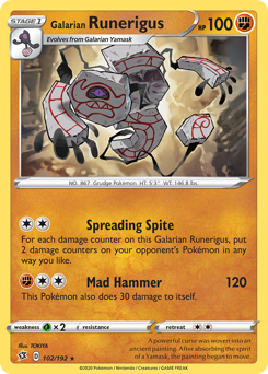 Galarian Runerigus, Rebel Clash #102, Pokémon TCG card