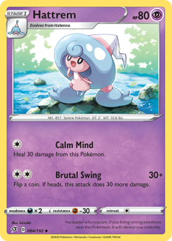 Hattrem, Rebel Clash #84, Pokémon TCG card
