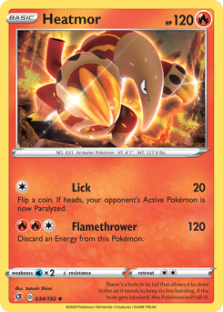 Heatmor, Rebel Clash #34, Pokémon TCG card