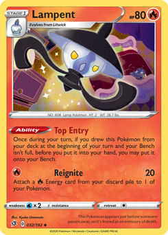 Lampent, Rebel Clash #32, Pokémon TCG card