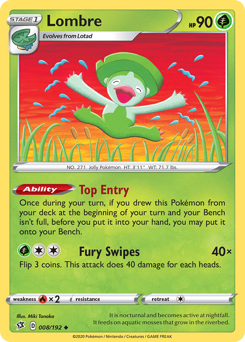 Lombre, Rebel Clash #8, Pokémon TCG card