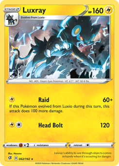 Luxray, Rebel Clash #62, Pokémon TCG card