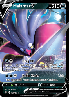 Malamar V, Rebel Clash #121, Pokémon TCG card