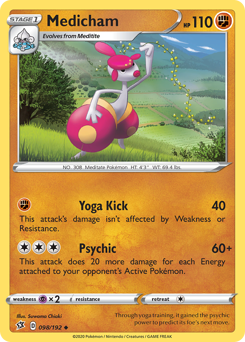 Medicham, Rebel Clash #98, Pokémon TCG card