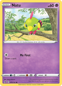 Natu, Rebel Clash #76, Pokémon TCG card