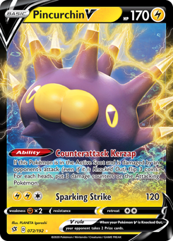 Pincurchin V, Rebel Clash #72, Pokémon TCG card