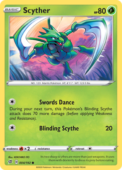 Scyther, Rebel Clash #4, Pokémon TCG card
